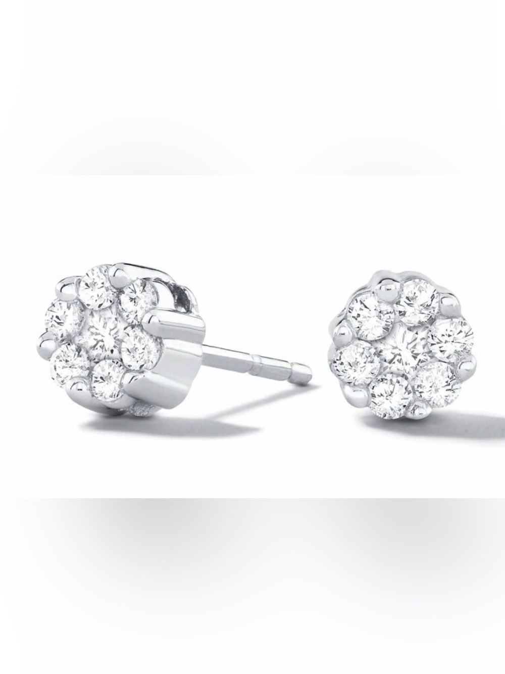 0.20 CT T.W. Diamond Flower Stud Earrings, 10K White Gold